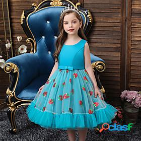 Kids Little Dress Girls Solid Colored Fruit Birthday