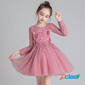 Kids Little Dress Girls Solid Colored Party Vacation Tulle