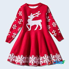 Kids Little Girls Dress Animal Deer Sweater Jumper Dress