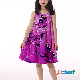 Kids Little Girls Dress Butterfly Graphic Animal Tank Dress