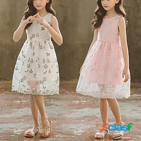 Kids Little Girls Dress Floral / Botanical Solid Color Daily