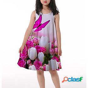 Kids Little Girls Dress Floral Graphic Animal Butterfly