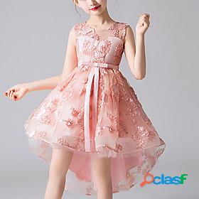 Kids Little Girls' Dress Floral Mesh Bow Blue Blushing Pink