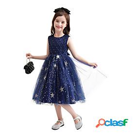 Kids Little Girls' Dress Galaxy Party Tulle Dress Mesh Blue