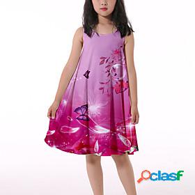 Kids Little Girls Dress Graphic Animal Butterfly Ruched