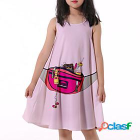 Kids Little Girls Dress Graphic Print Blushing Pink