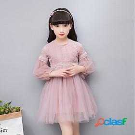Kids Little Girls Dress Jacquard Solid Colored Party Daily