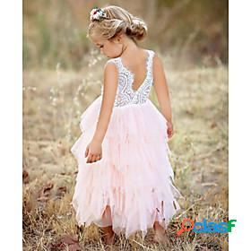 Kids Little Girls Dress Pink Solid Colored Tutu Dress