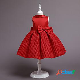 Kids Little Girls Dress Plain Party Daily Skater Dress Bow