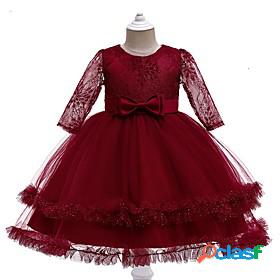 Kids Little Girls Dress Plain Party Daily Tulle Dress Bow