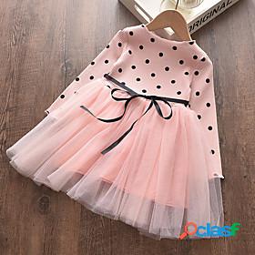 Kids Little Girls Dress Polka Dot Blushing Pink Cotton Above