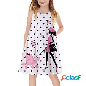 Kids Little Girls' Dress Polka Dot Print Blushing Pink