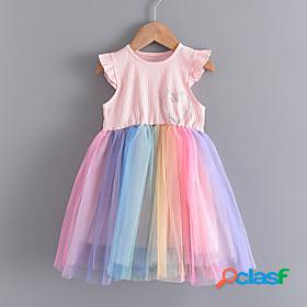 Kids Little Girls Dress Rainbow Casual Daily A Line Dress