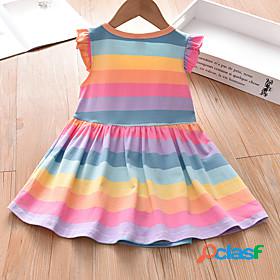 Kids Little Girls Dress Rainbow Light Blue Sleeveless