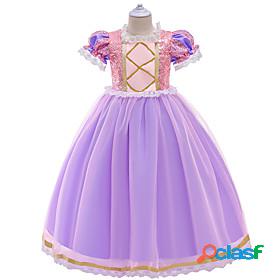 Kids Little Girls Dress Sequin Lace Trims Purple Blushing