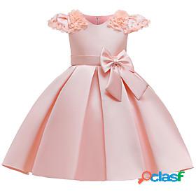 Kids Little Girls Dress Solid Colored Blue Red Blushing Pink