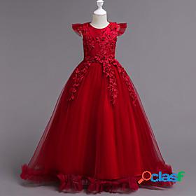 Kids Little Girls Dress Solid Colored Flower Party Wedding