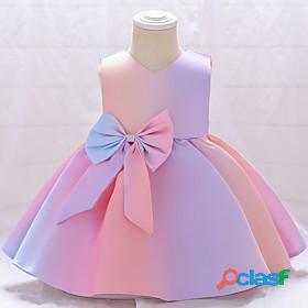 Kids Little Girls Dress Solid Colored Party Birthday Party