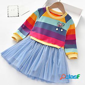 Kids Little Girls Dress Striped Blue Blushing Pink Dresses