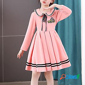 Kids Little Girls Dress Striped Casual Daily Embroidered