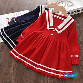 Kids Little Girls Dress Striped School Daily Sweater Jumper