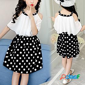 Kids Little Girls Dress White Polka Dot Holiday White