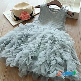 Kids Little Kids Girls Dress Floral Solid Color Daily Wear