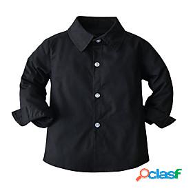 Kids Toddler Boys Shirt Blouse Long Sleeve Solid Colored