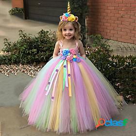 Kids Toddler Little Girls Dress 2pcs Unicorn Rainbow Tutu