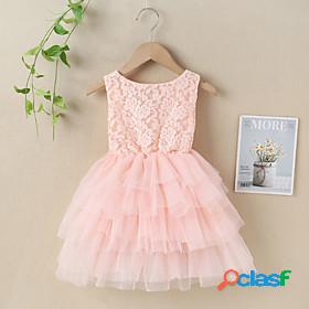 Kids Toddler Little Girls Dress Color Block Wedding Evening