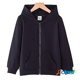 Kids Unisex Long Sleeve Jacket Coat Black Gray Pink Pocket