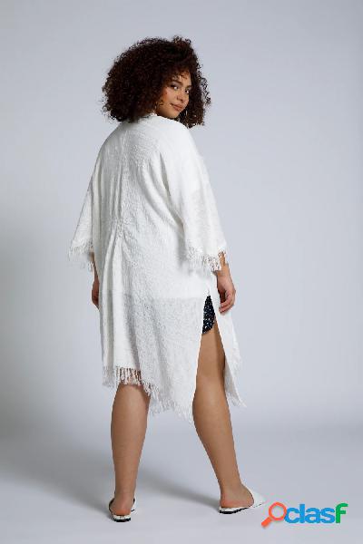 Kimono aperto e oversize con frange, Donna, Grigio, Taglia: