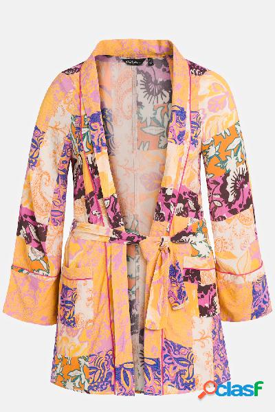 Kimono dal taglio svasato con stampa in stile patchwork,