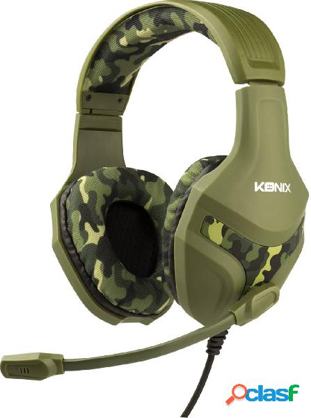 Konix PS-400 Gaming Cuffie Over Ear Stereo Verde Mimetico