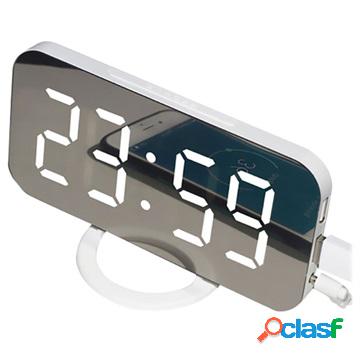 LED Alarm Clock with Dual USB Charging Ports EN8813 - White