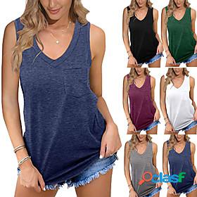 LITB Basic Womens V Neck Sleeveless Tank Basic Top Solid