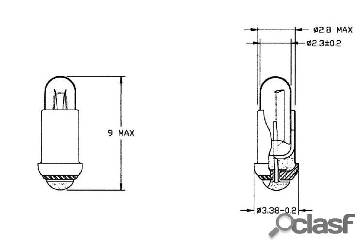 Lampadina speciale ad incandescenza Trasparente MS2.8 10 V