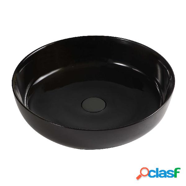 Lavabo da appoggio tondo Slim ceramica nera diametro 38,5 cm