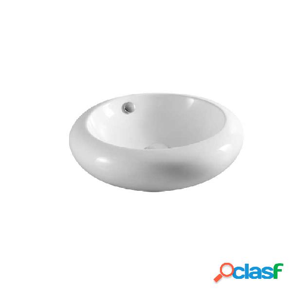 Lavabo dappoggio tondo ceramica bianca diametro 51,5 cm con
