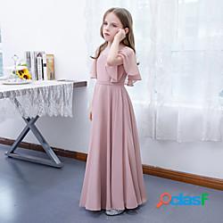 Linea-A Lungo Abiti da damigella bambina Feste Chiffon