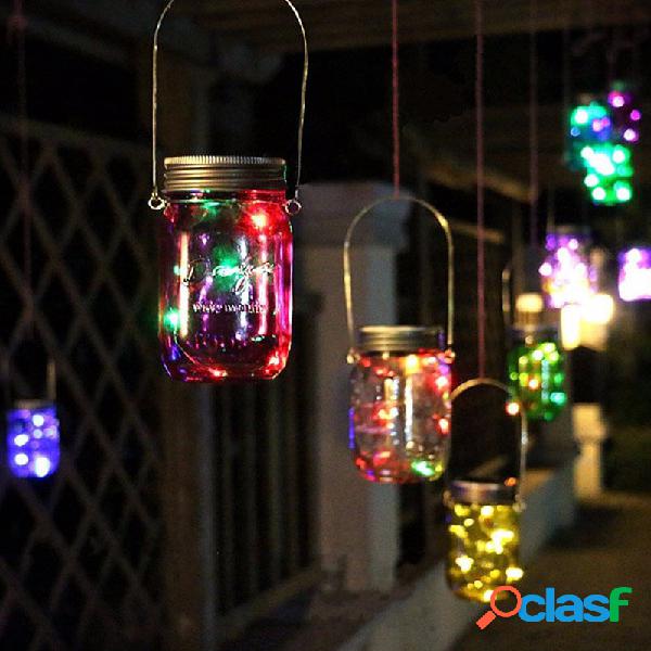 Luce natalizia solare Power Hanging Glass Vaso lampada 8 LED