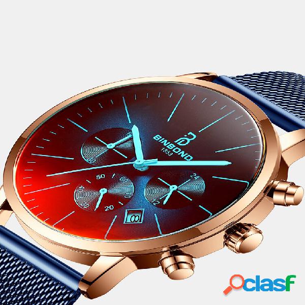 Lusso 30 metri orologio impermeabile maschile casual maglia