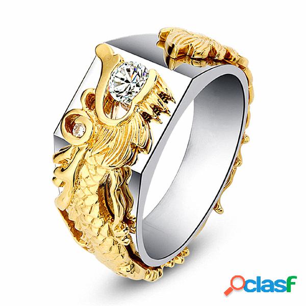 Luxury Gold Drago Anello da uomo in oro 18k con diamanti per