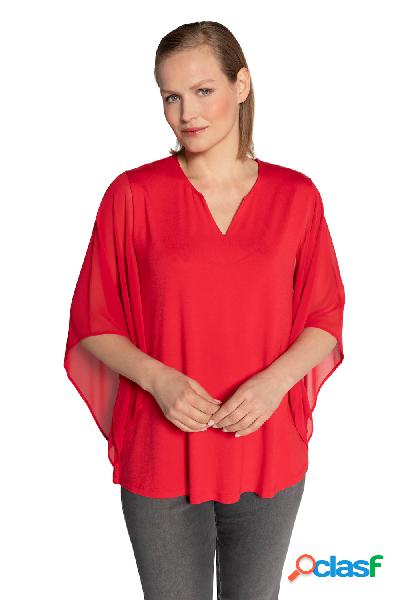 Maglia con inserti di chiffon sulle maniche a 3/4 e scollo a