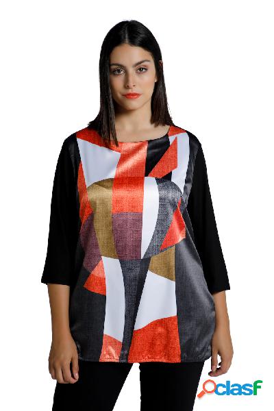 Maglia con stampa grafica, scollo a barca e maniche a 3/4,