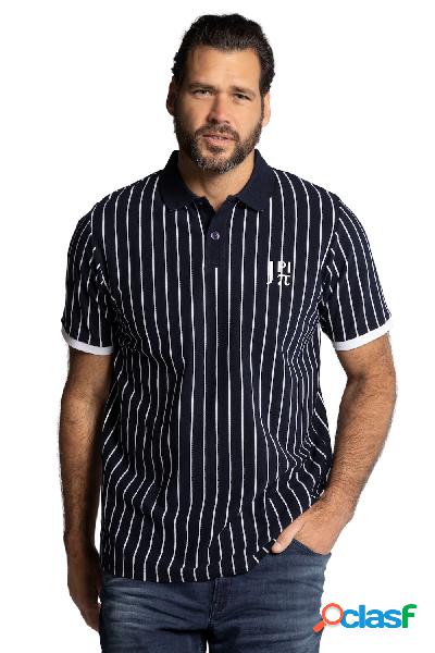 Maglia polo in piqué con mezze maniche e righe, Uomo, Blu,