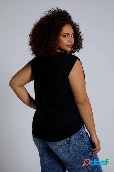 Maglia smanicata e oversize con scollo a girocollo e grande