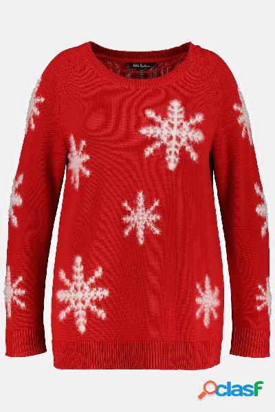 Maglione con fiocchi di neve, Donna, Rosso, Taglia: 56/58,