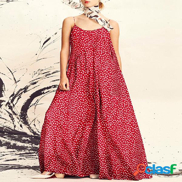 Maxi abiti casual da donna con stampa a pois e senza