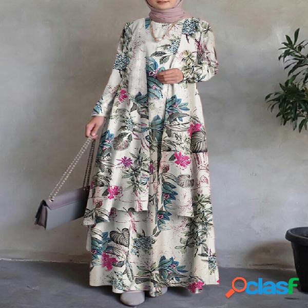 Maxi abito da donna 100% cotone Abaya Kaftan Bohemian Design
